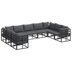 Gartensofa-set mit Kissen 9 pcs Schwarz Aluminium