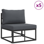Gartensofa-set mit Kissen 9 pcs Schwarz Aluminium