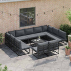 Gartensofa-set mit Kissen 11 pcs Schwarz Aluminium