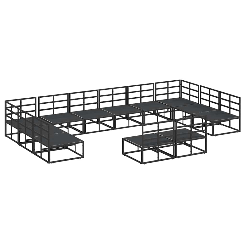 Gartensofa-set mit Kissen 12 pcs Schwarz Aluminium