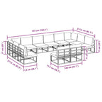 Gartensofa-set mit Kissen 12 pcs Schwarz Aluminium