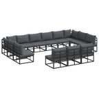 Gartensofa-set mit Kissen 13 pcs Schwarz Aluminium