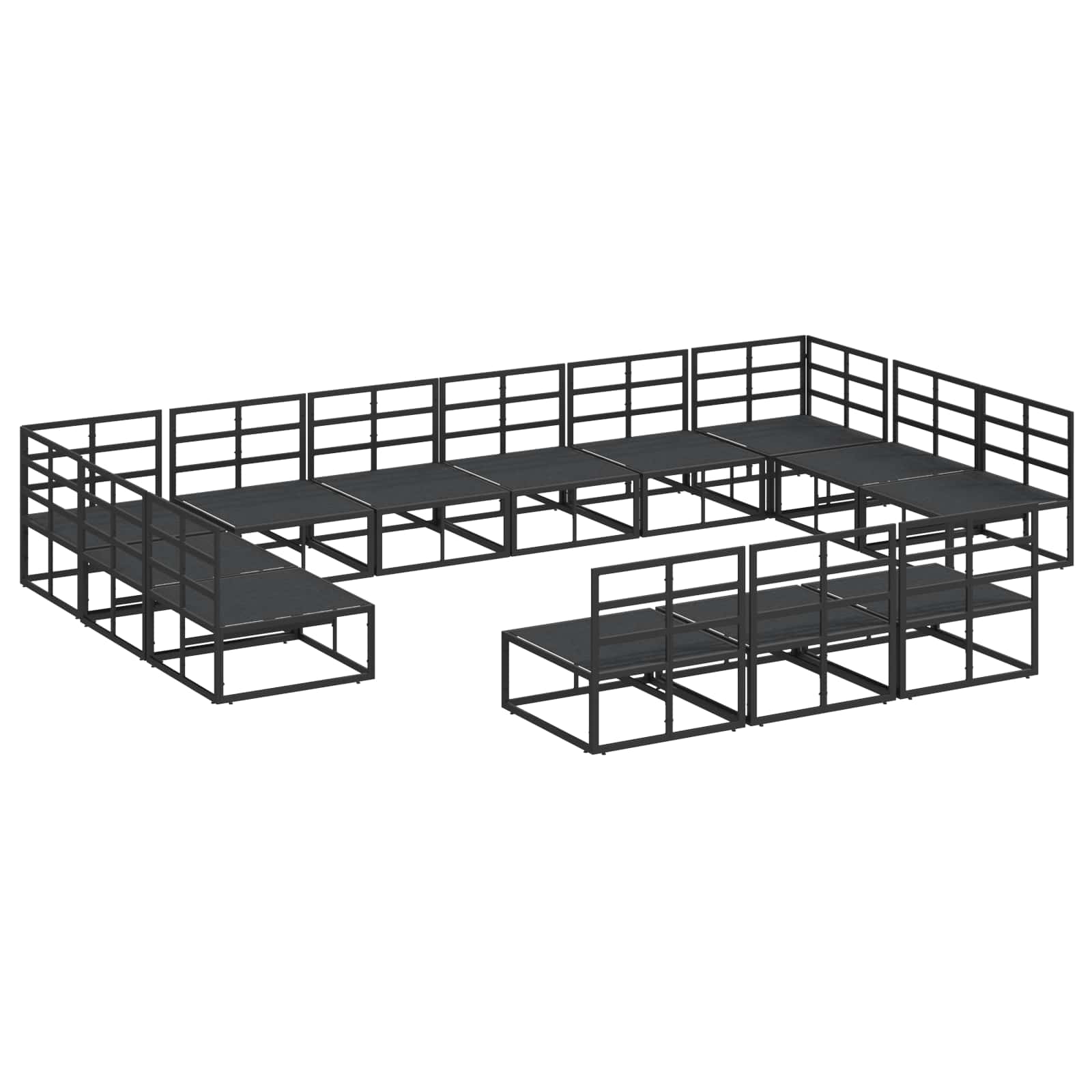 Gartensofa-set mit Kissen 13 pcs Schwarz Aluminium