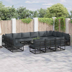 Gartensofa-set mit Kissen 14 pcs Schwarz Aluminium