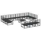 Gartensofa-set mit Kissen 14 pcs Schwarz Aluminium