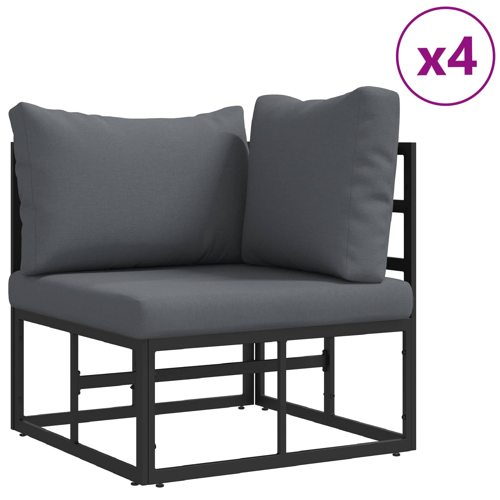 Gartensofa-set mit Kissen 12 pcs Schwarz Aluminium