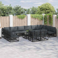Gartensofa-set mit Kissen 13 pcs Schwarz Aluminium