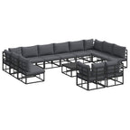 Gartensofa-set mit Kissen 13 pcs Schwarz Aluminium