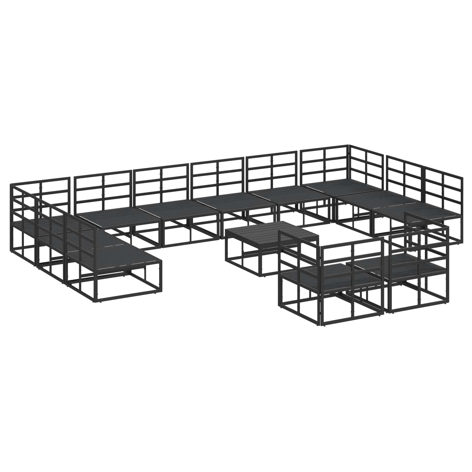 Gartensofa-set mit Kissen 13 pcs Schwarz Aluminium