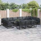 Gartensofa-set mit Kissen 14 pcs Schwarz Aluminium