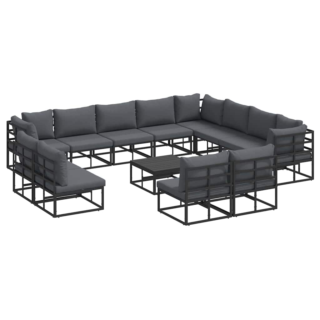 Gartensofa-set mit Kissen 13 pcs Schwarz Aluminium