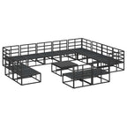Gartensofa-set mit Kissen 13 pcs Schwarz Aluminium