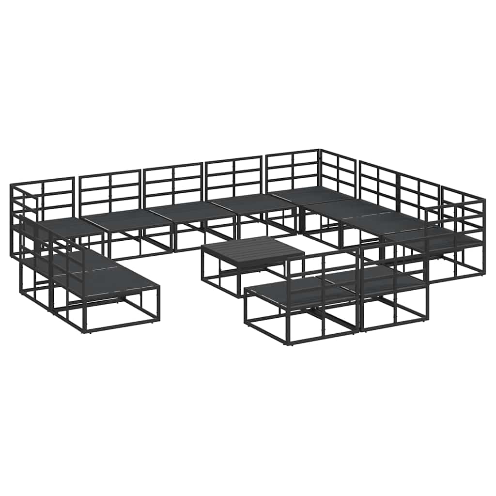 Gartensofa-set mit Kissen 13 pcs Schwarz Aluminium