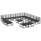 Gartensofa-set mit Kissen 14 pcs Schwarz Aluminium