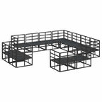 Gartensofa-set mit Kissen 11 pcs Schwarz Aluminium