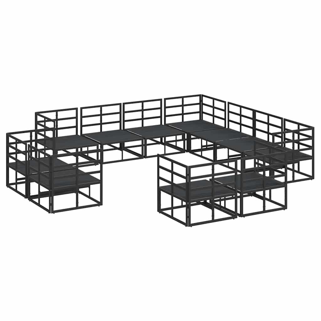 Gartensofa-set mit Kissen 11 pcs Schwarz Aluminium
