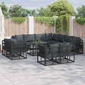 Gartensofa-set mit Kissen 12 pcs Schwarz Aluminium