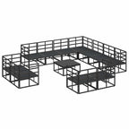 Gartensofa-set mit Kissen 12 pcs Schwarz Aluminium