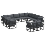 Gartensofa-set mit Kissen 12 pcs Schwarz Aluminium