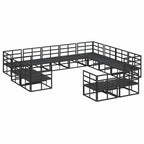 Gartensofa-set mit Kissen 12 pcs Schwarz Aluminium