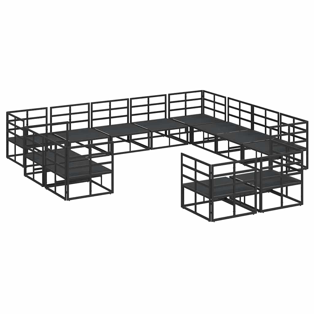 Gartensofa-set mit Kissen 12 pcs Schwarz Aluminium