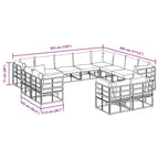 Gartensofa-set mit Kissen 12 pcs Schwarz Aluminium