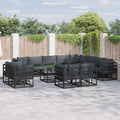 Gartensofa-set mit Kissen 13 pcs Schwarz Aluminium