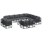 Gartensofa-set mit Kissen 13 pcs Schwarz Aluminium