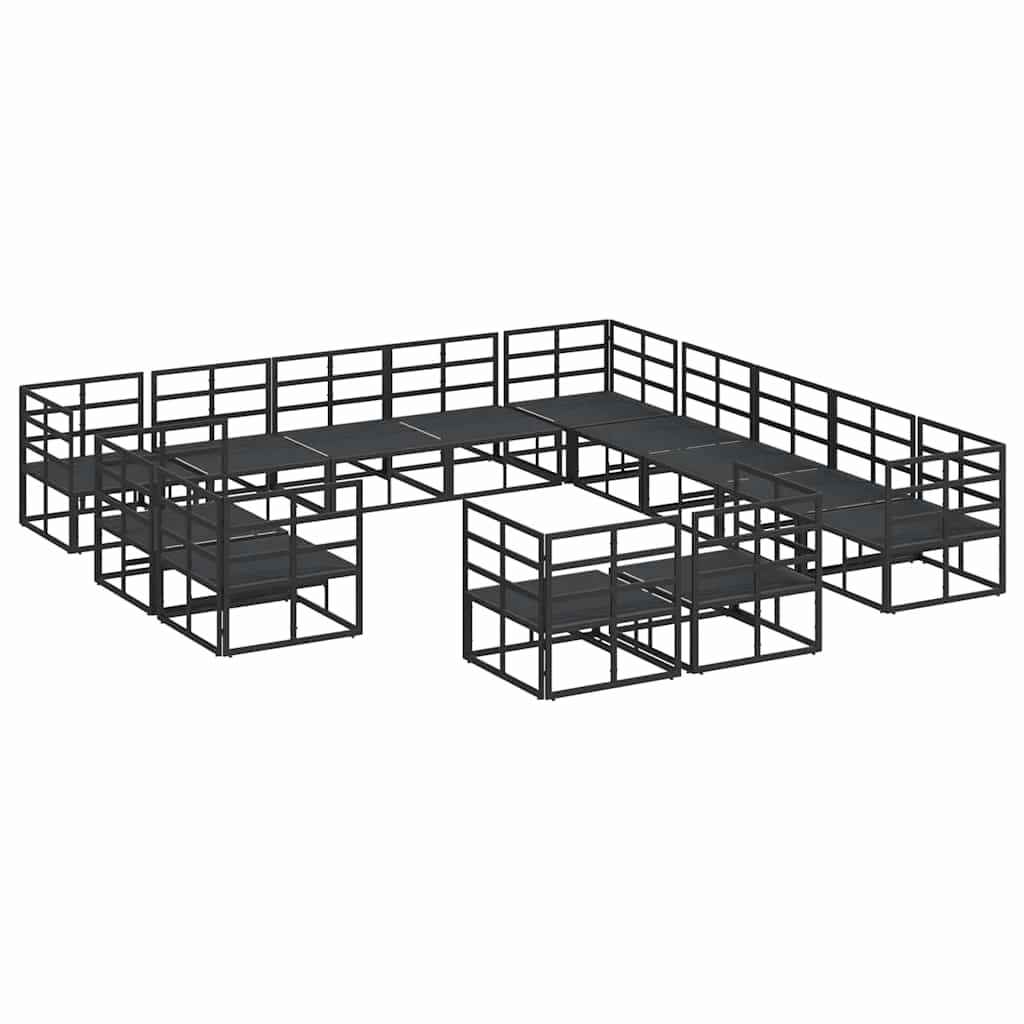 Gartensofa-set mit Kissen 13 pcs Schwarz Aluminium
