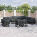 Gartensofa-set mit Kissen 14 pcs Schwarz Aluminium