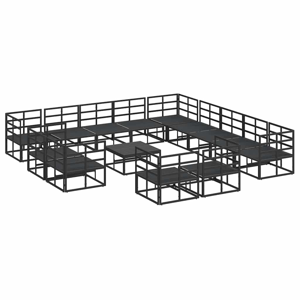 Gartensofa-set mit Kissen 14 pcs Schwarz Aluminium