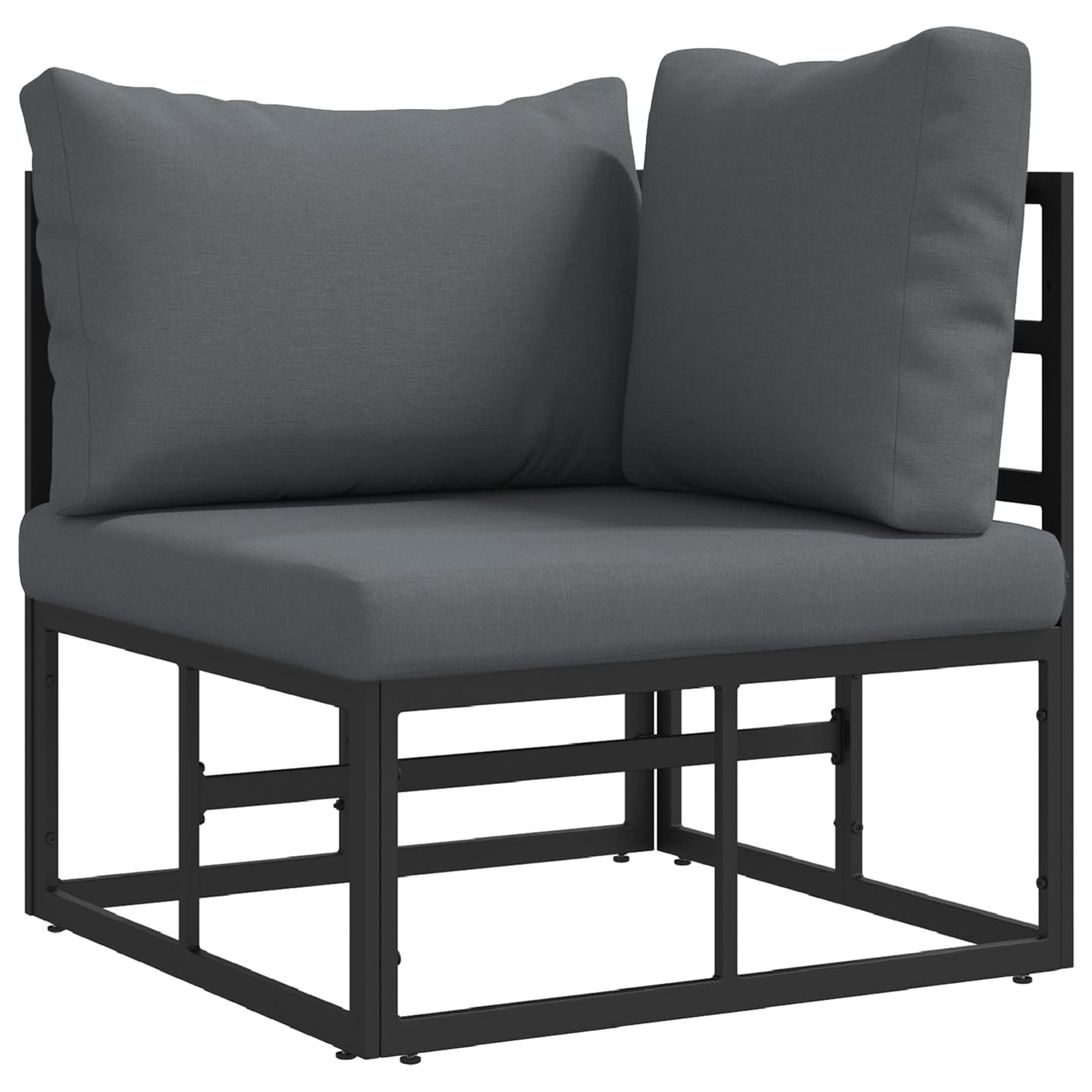 Gartensofa-set mit Kissen 6 pcs Schwarz Aluminium