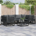Gartensofa-set mit Kissen 7 pcs Schwarz Aluminium