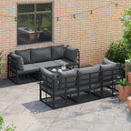 Gartensofa-set mit Kissen 7 pcs Schwarz Aluminium