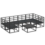 Gartensofa-set mit Kissen 7 pcs Schwarz Aluminium