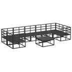 Gartensofa-set mit Kissen 8 pcs Schwarz Aluminium