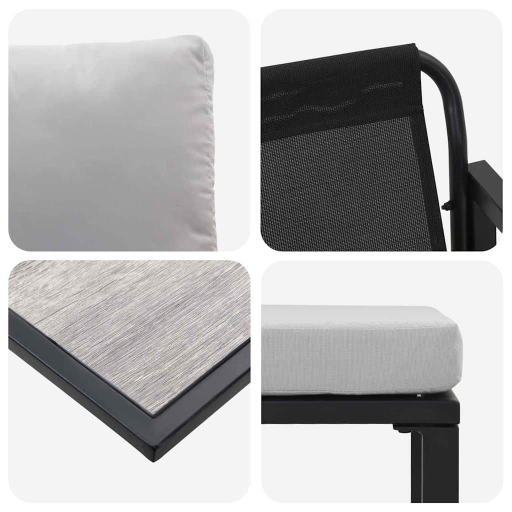 Gartensofa-set mit Kissen 6 pcs Schwarz Stahl