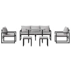 Gartensofa-set mit Kissen 6 pcs Schwarz Stahl