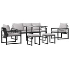 Gartensofa-set mit Kissen 6 pcs Schwarz Stahl