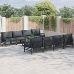 Gartensofa-set mit Kissen 9 pcs Schwarz Stahl