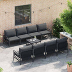 Gartensofa-set mit Kissen 9 pcs Schwarz Stahl