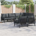 Gartensofa-set mit Kissen 7 pcs Schwarz Stahl