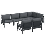 Gartensofa-set mit Kissen 7 pcs Schwarz Stahl