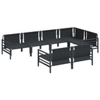 Gartensofa-set mit Kissen 7 pcs Schwarz Stahl