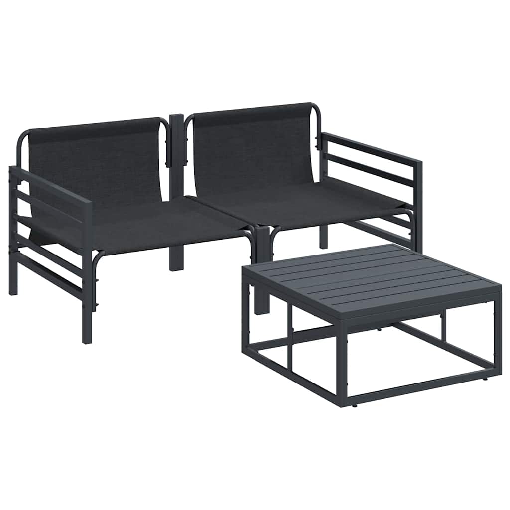 Gartensofa-set mit Kissen 3 pcs Schwarz Stahl