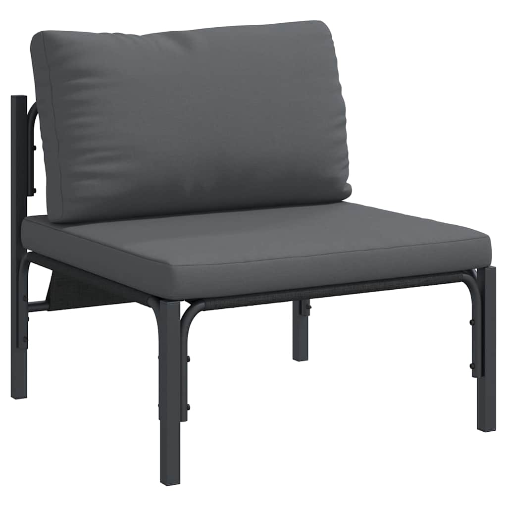 Gartensofa-set mit Kissen 3 pcs Schwarz Stahl