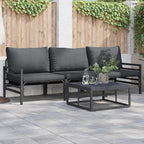 Gartensofa-set mit Kissen 4 pcs Schwarz Stahl