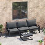 Gartensofa-set mit Kissen 4 pcs Schwarz Stahl