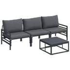 Gartensofa-set mit Kissen 4 pcs Schwarz Stahl