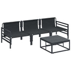Gartensofa-set mit Kissen 4 pcs Schwarz Stahl
